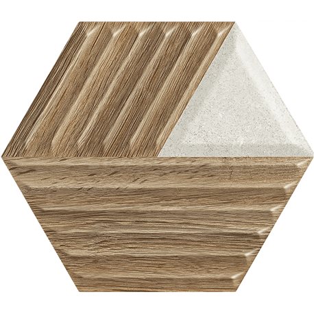 PARADYZ Woodskin Mix Heksagon Struktura C obklad 19,8 x 17,1 cm