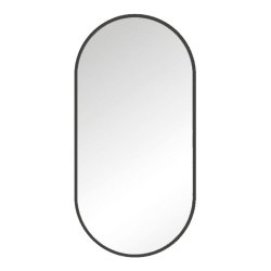 EMPORIA VIRGO oválne LED zrkadlo 100 × 50 cm s čiernym matným rámom