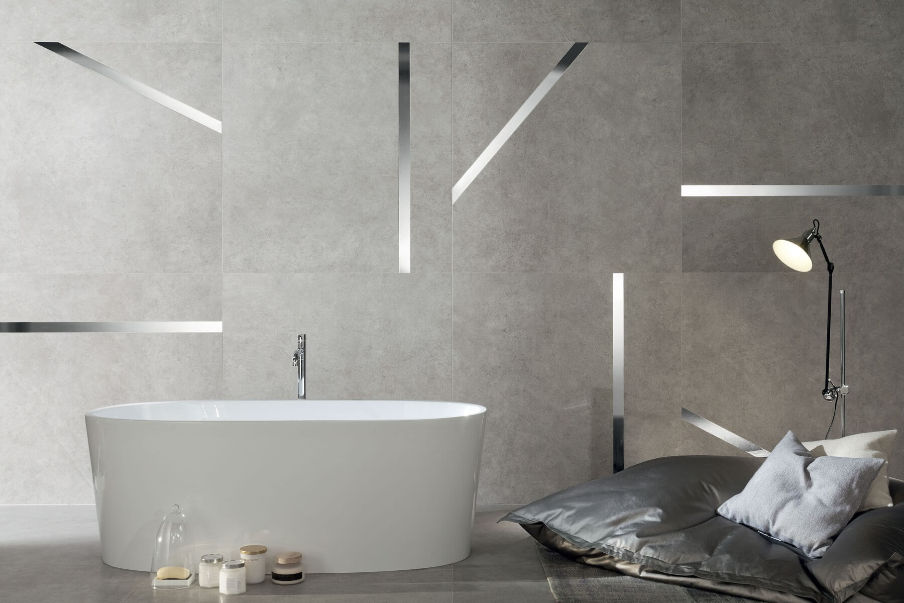 Kúpeľňa v prevedení gresovej dlažby Aulla graphite.